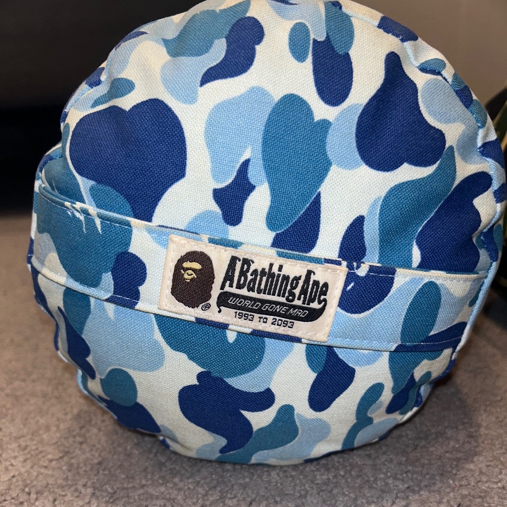 BAPE blue camouflage throw pillow